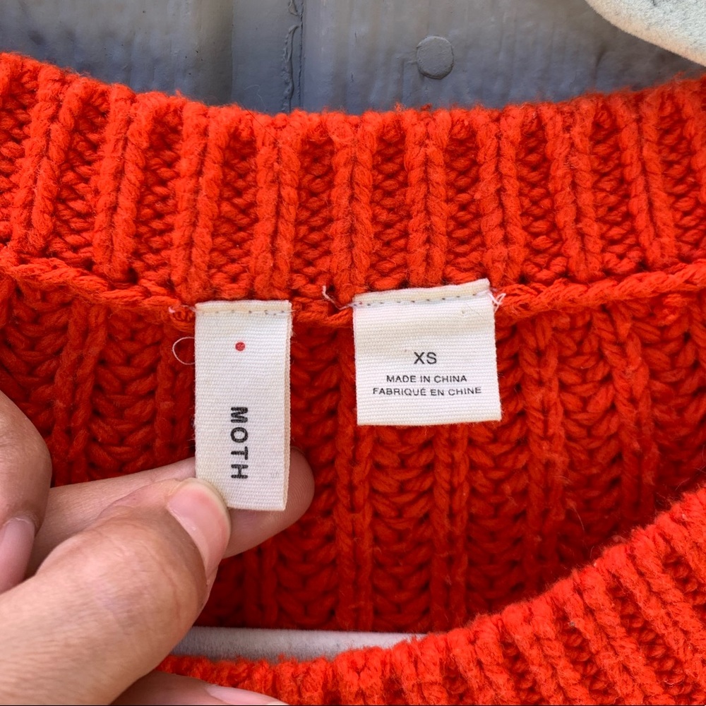 Anthropologie Moth orange red cropped knit sweater - Picture 6 of 9